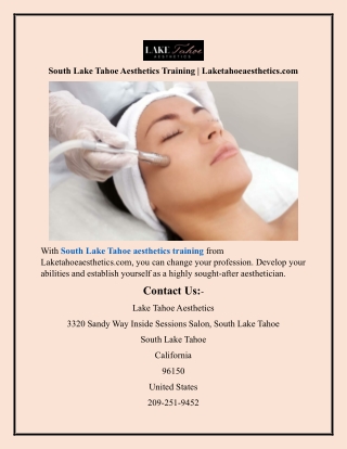 South Lake Tahoe Aesthetics Training Laketahoeaesthetics.com