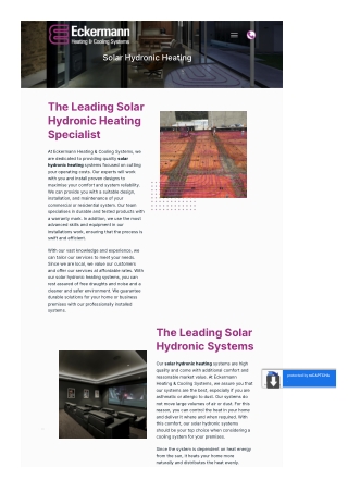 Solar Hydronic Heating