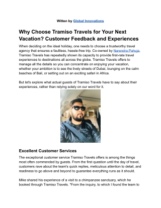 Why Choose Tramiso Travels for Your Next Vacation