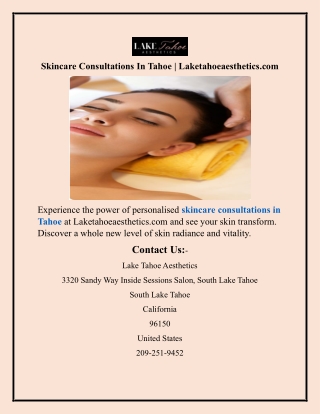 Skincare Consultations In Tahoe  Laketahoeaesthetics.com