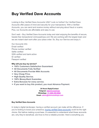 Buy Verified Dave Accounts