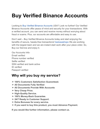 Buy Verified Binance Accounts