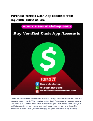Purchase verified Cash App accounts from reputable online sellers