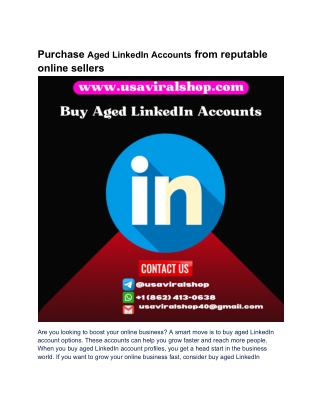 Purchase Aged LinkedIn Accounts from reputable online sellers