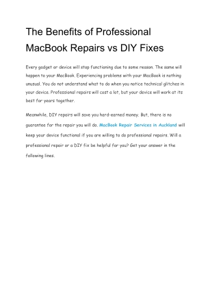 The Benefits of Professional MacBook Repairs vs DIY Fixes
