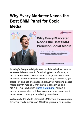 Why Every Marketer Needs the Best SMM Panel for Social Media