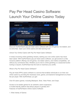 Pay Per Head Casino Software
