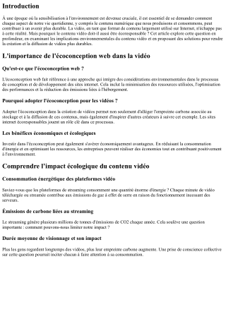 “Pourquoi le contenu vidéo doit aussi être écoresponsable”