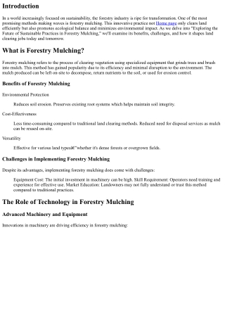 “Exploring the Future of Sustainable Practices in Forestry Mulching”