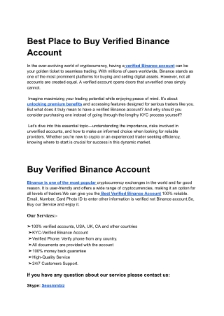 Top 10 Number Website To Buy Verified Binance Account Safe