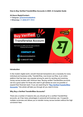 How to Buy Verified TransferWise Accounts in 2025_ A Complete Guide