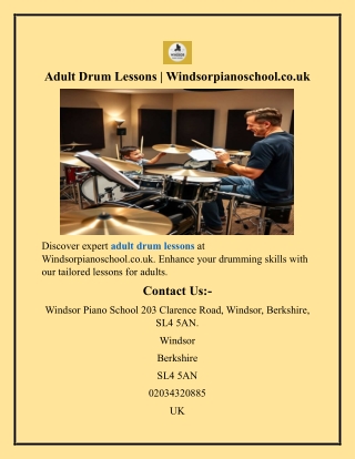 Adult Drum Lessons  Windsorpianoschool.co.uk