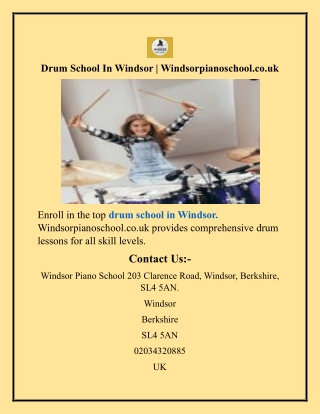 Drum School In Windsor Windsorpianoschool.co.uk