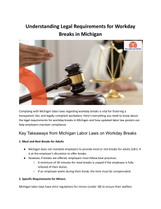 Michigan Work Break Laws – Ensure Workplace Compliance