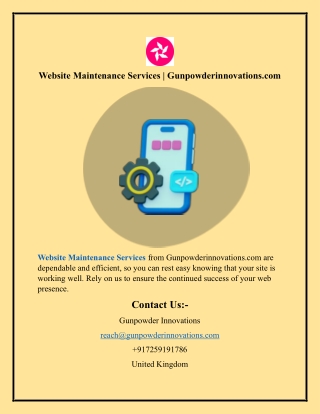 Website Maintenance Services  Gunpowderinnovations.com