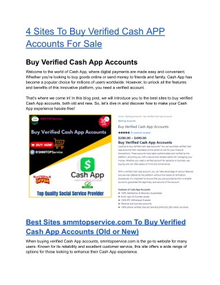 4 Sites To Buy Verified Cash APP Accounts For Sale