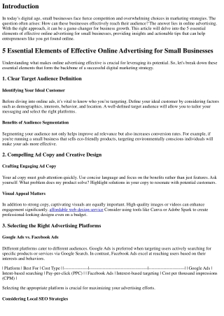 5 Essential Elements of Effective Online Advertising for Small Businesses