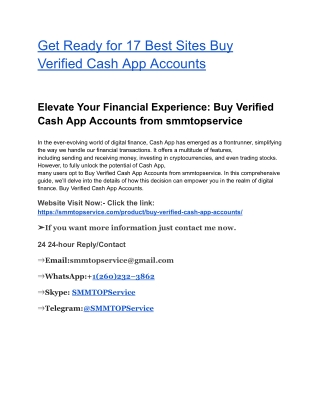 Get Ready for 17 Best Sites Buy Verified Cash App Accounts