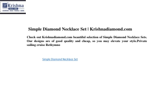 Simple Diamond Necklace Set  Krishnadiamond.com