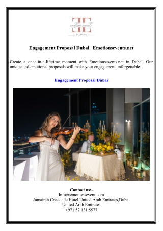 Engagement Proposal Dubai  Emotionsevents.net