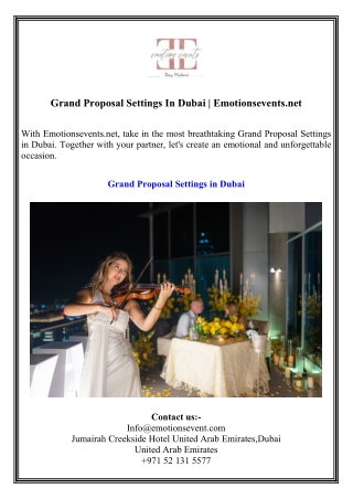 Grand Proposal Settings In Dubai  Emotionsevents.net