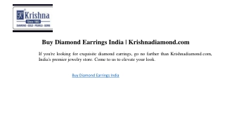 Buy Diamond Earrings India  Krishnadiamond.com