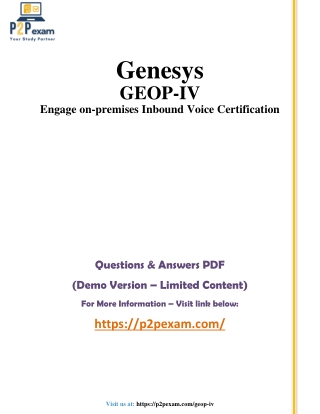 Engage On-Premises GEOP-IV Q&A with Simple PDF Guide