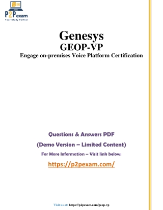 Engage On-Premises GEOP-VP Q&A with Simple PDF Guide