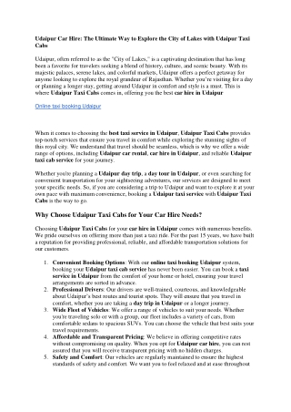 Book taxi in Udaipur | Best Car rental in Udaipur - Udaipur Taxi Cabs