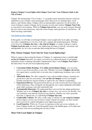 Online Taxi Booking Udaipur | Udaipur Cab Service - Udaipur Taxi Cabs