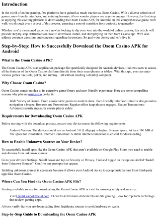 Step-by-Step: How to Successfully Download the Osom Casino APK for Android