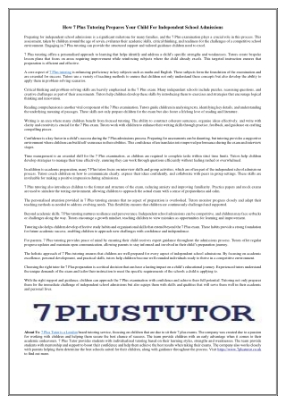 How 7 Plus Tutoring Prepares Your Child For Independent School Admissions