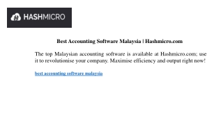 Best Accounting Software Malaysia Hashmicro.com