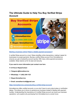 The Ultimate Guide to Help You Buy Verified Stripe Account