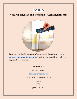 Natural Therapeutic Formula Acendhealth.com