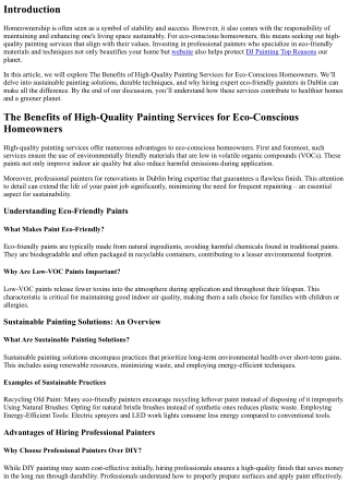 The Benefits of High-Quality Painting Services for Eco-Conscious Homeowners