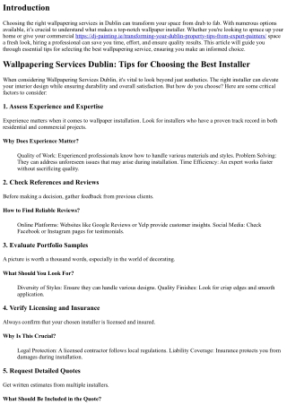 Wallpapering Services Dublin: Tips for Choosing the Best Installer