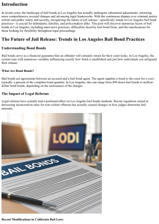 The Future of Jail Launch: Trends in Los Angeles Bail Bond Practices