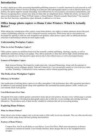 Workplace Copiers vs Home Printers: Which Is A lot better?