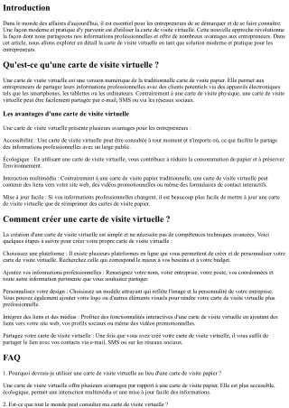 La carte de visite virtuelle : une solution moderne et pratique pour les entrepr