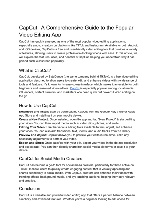CapCut _ A Comprehensive Guide to the Popular Video Editing App