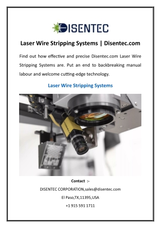 Laser Wire Stripping Systems | Disentec.com
