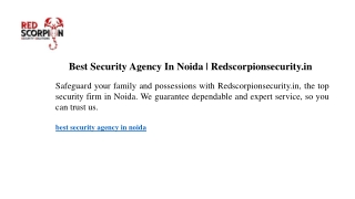 Best Security Agency In Noida  Redscorpionsecurity.in