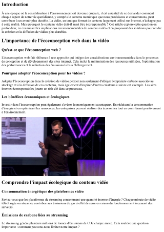 “Pourquoi le contenu vidéo doit aussi être écoresponsable”