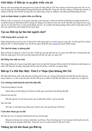 Rikvip Ưu Đãi Đặc Biệt: Thời Cơ Nhận Quà Khủng Đã Tới