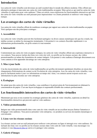 Les fonctionnalités interactives des cartes de visite virtuelles pour captiver v