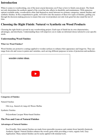 “Choosing the Right Finish: Natural vs Synthetic on Wood Products”