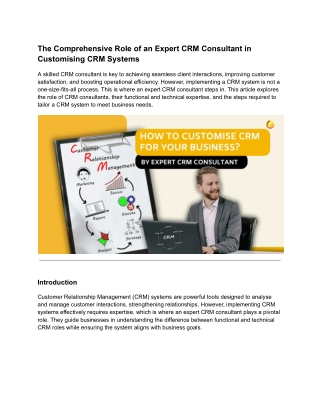 The Comprehensive Role of an Expert CRM Consultant in Customising CRM Systems