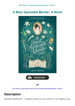 PDF Books A Most Agreeable Murder A Novel
