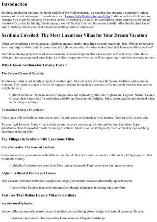 Sardinia Unveiled: The Most Luxurious Villas for Your Dream Vacation